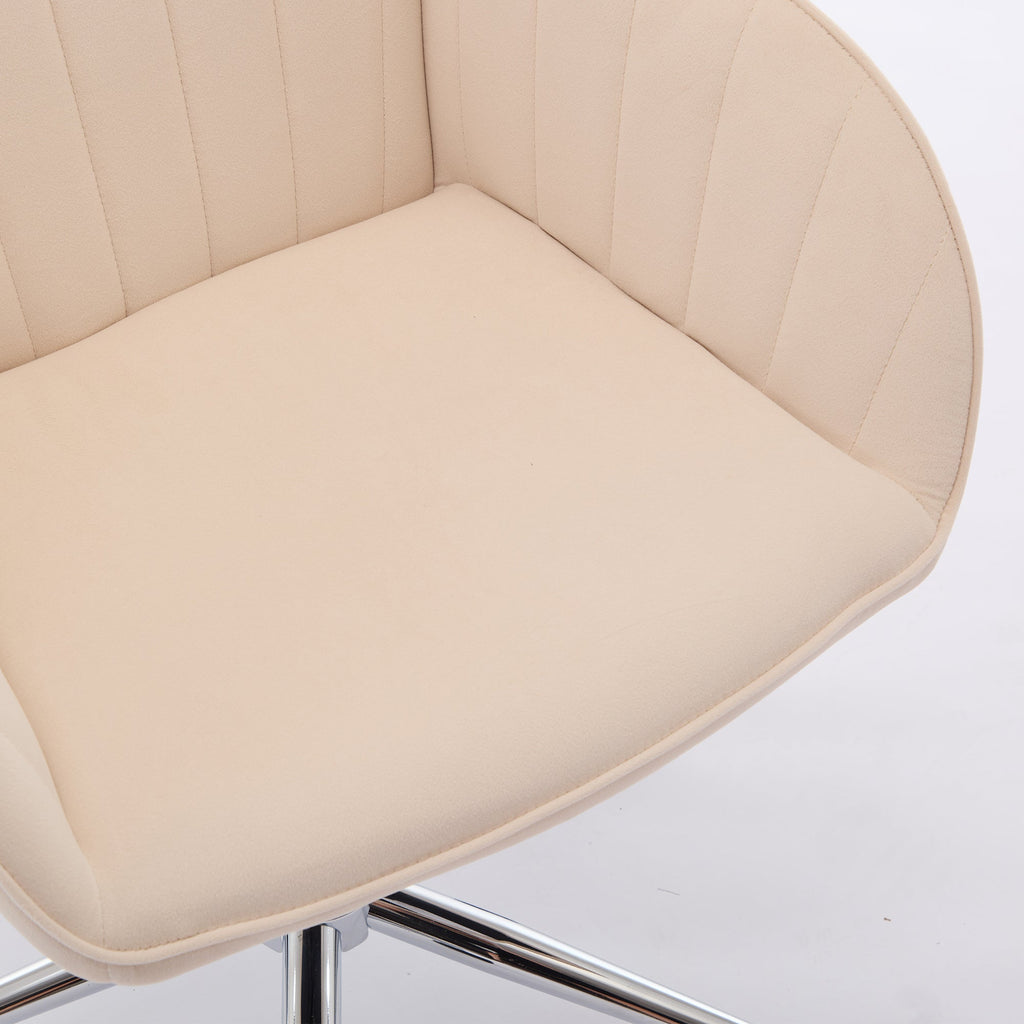 Khaki Velvet Office Chair Ergonomic Adjustable Swivel Desk