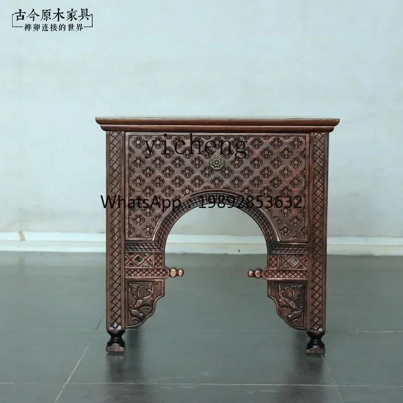 Asian Solid Wood Bedside Table – Organic Natural Log Side Table