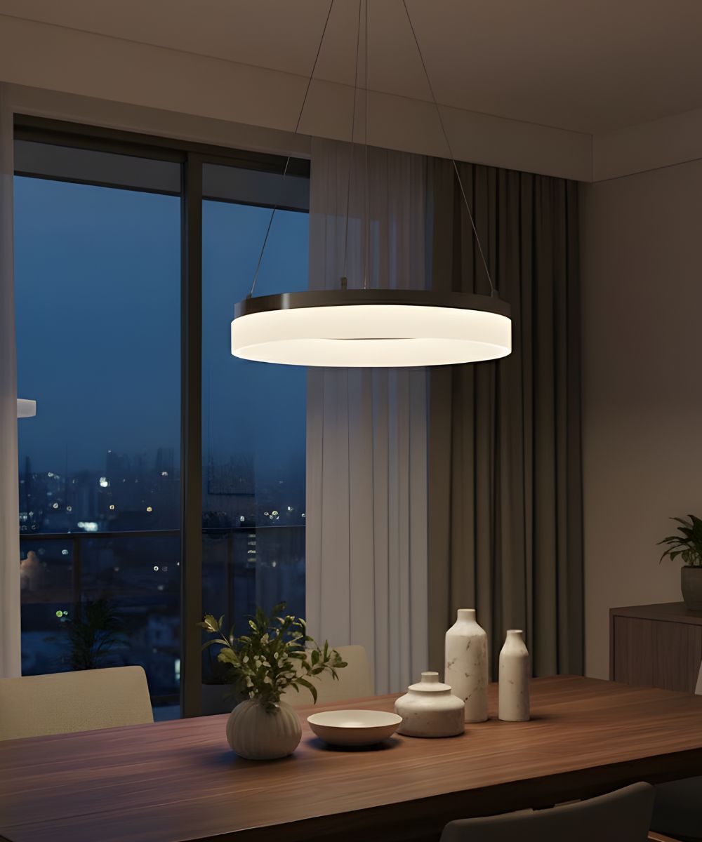 Edge-Lit 16"W 1-Light Round LED Ribbon Chandelier Light Fixture