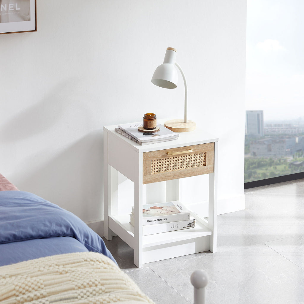 15.75" Rattan End Table With Drawer
