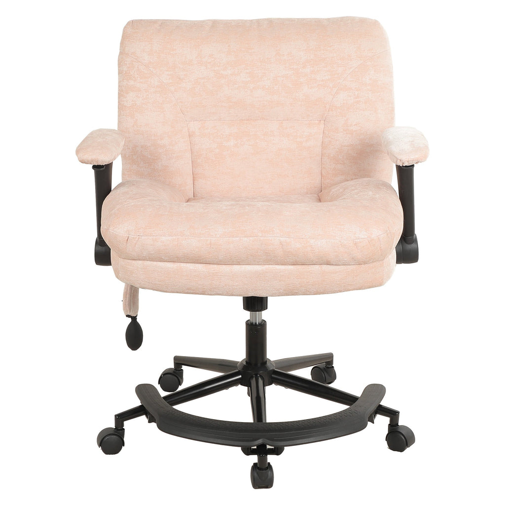 Pink Chenille Criss Cross Swivel Chair with Air Lumbar Support