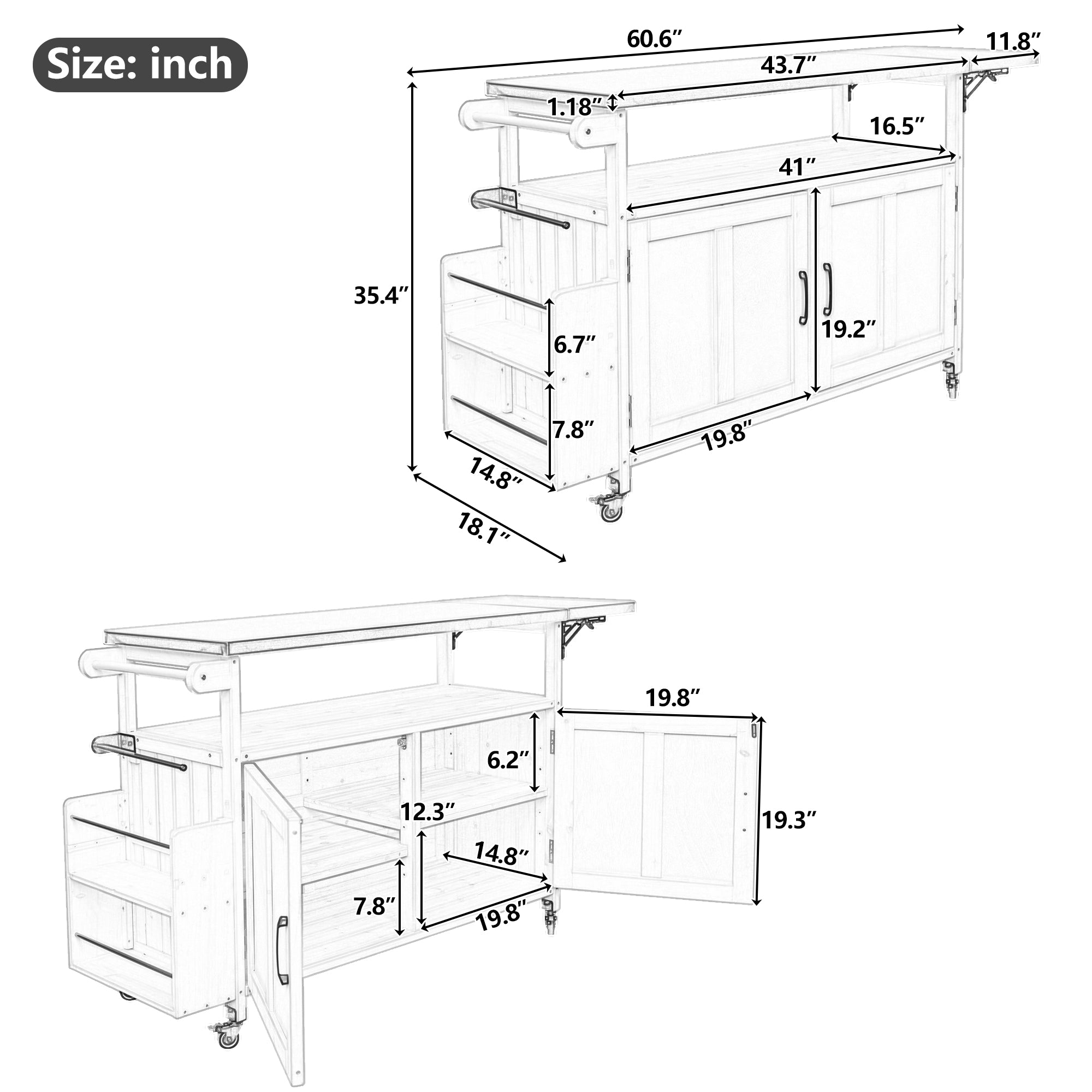 Foldable Outdoor Kitchen Island Cart