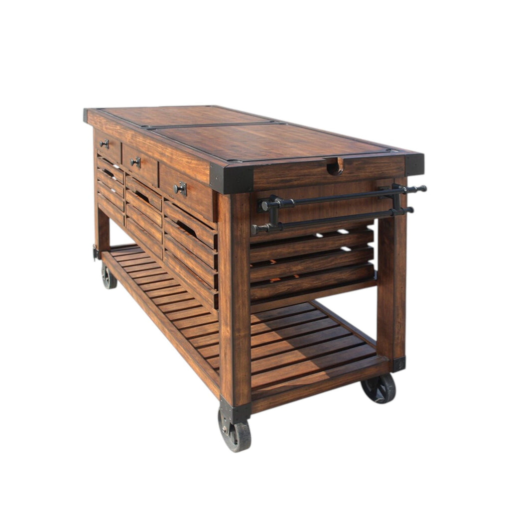 Distressed Chestnut Kitchen Cart
