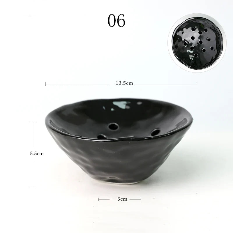 Japanese Ceramic Lotus Ikebana Flower Vase  Built-In Frog Holder