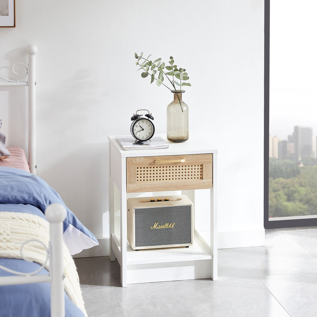 15.75" Rattan End Table With Drawer