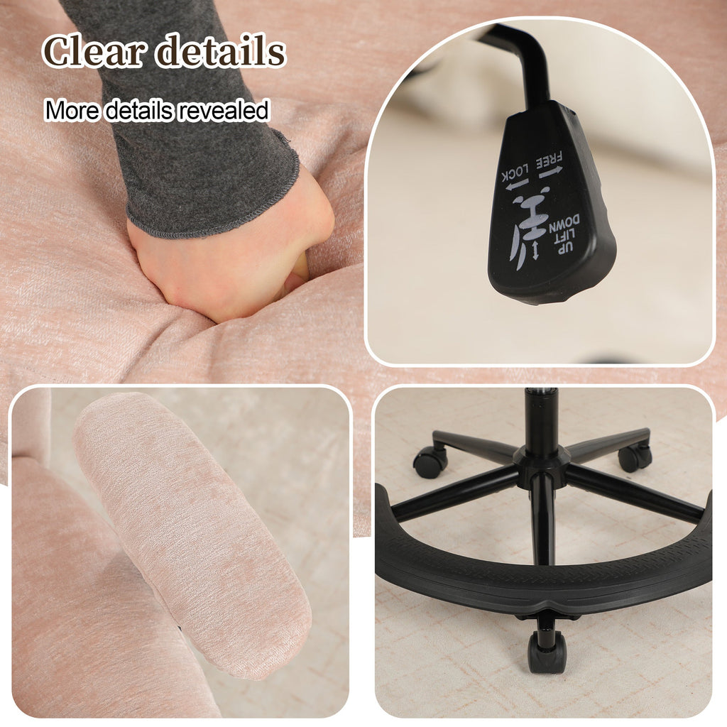 Pink Chenille Criss Cross Swivel Chair with Air Lumbar Support