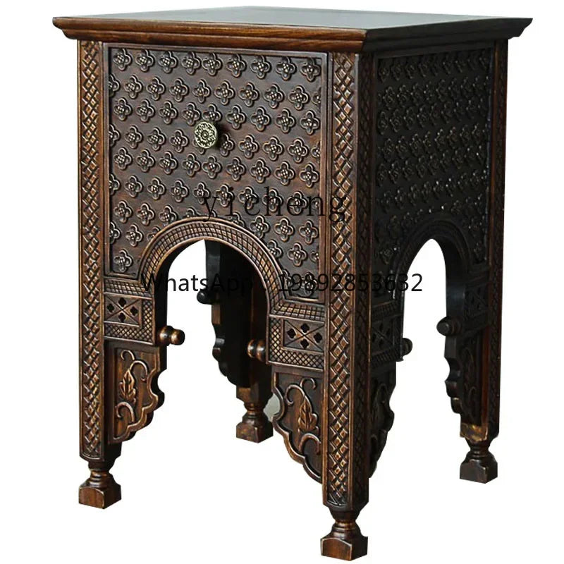 Asian Solid Wood Bedside Table – Organic Natural Log Side Table