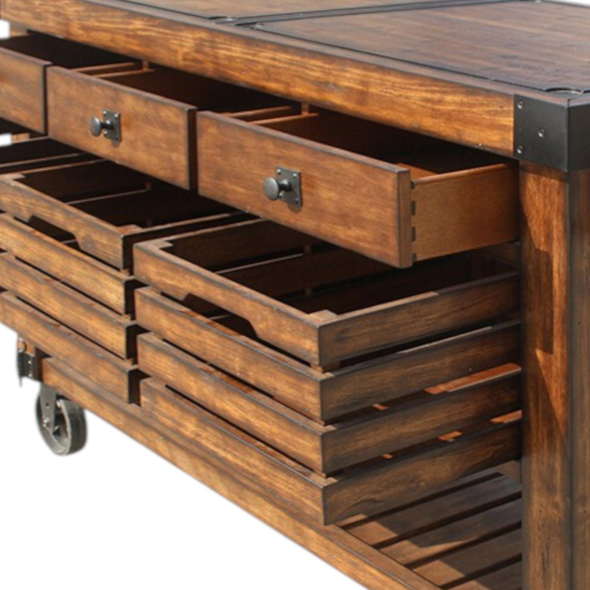 Distressed Chestnut Kitchen Cart