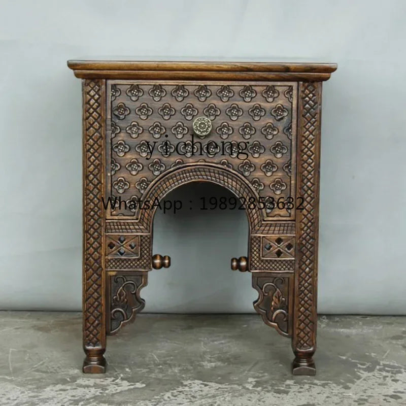 Asian Solid Wood Bedside Table – Organic Natural Log Side Table