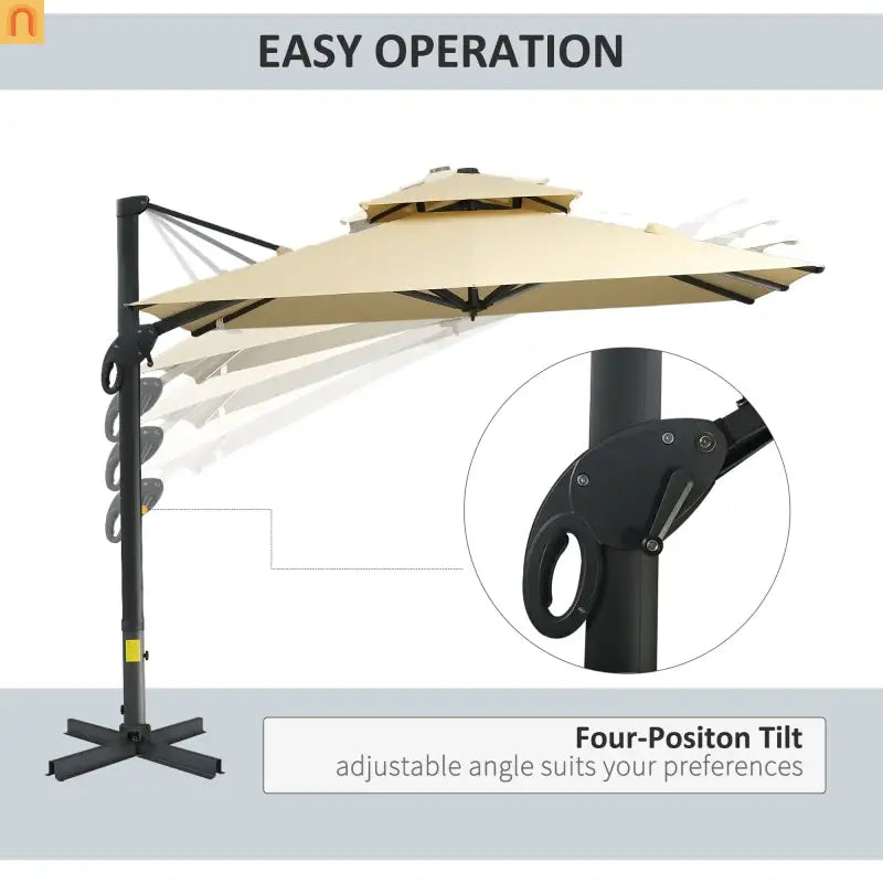 Patio Umbrella Cantilever Offset Square Beige 10 Ft