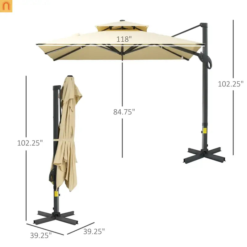 Patio Umbrella Cantilever Offset Square Beige 10 Ft