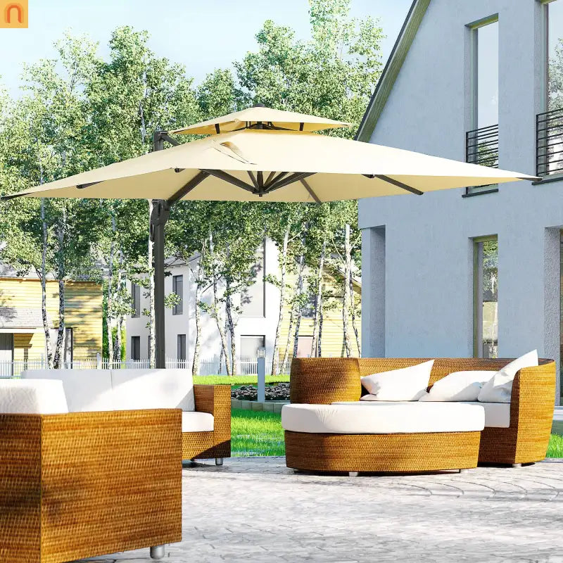 Patio Umbrella Cantilever Offset Square Beige 10 Ft