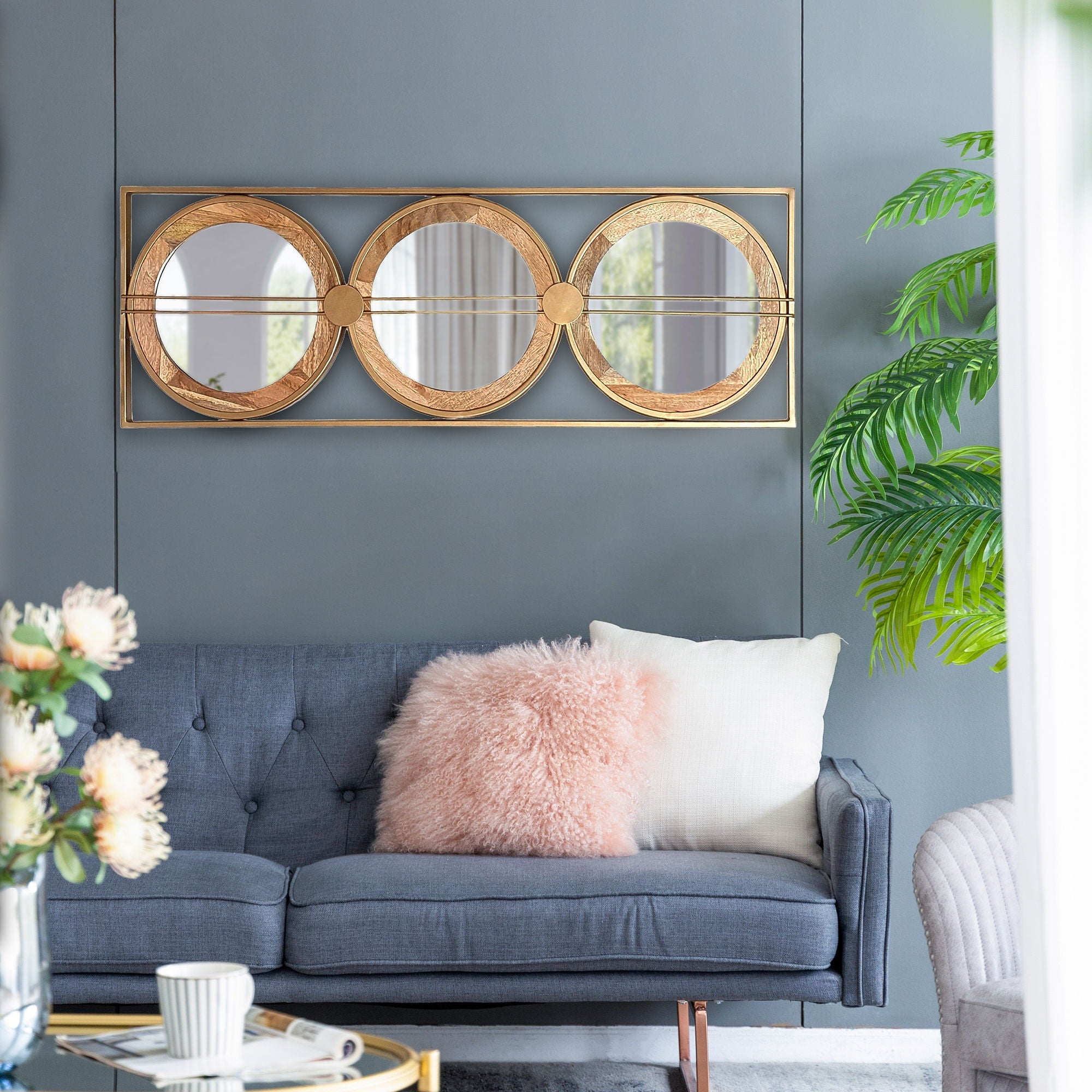3 Mirror Piece Wall Mirror In Rectangular Frame