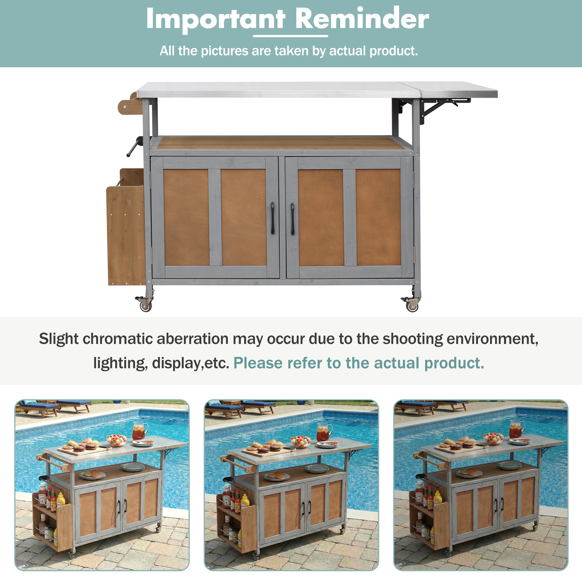 Foldable Outdoor Kitchen Island Cart