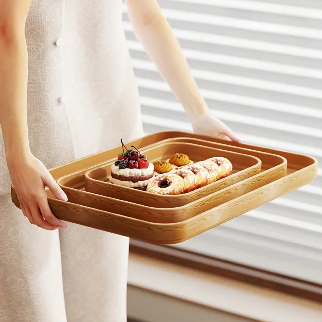 Dinner Plates - Thick Wooden Grain