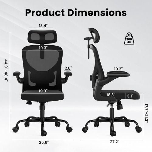 Ergonomic Office Chair High Back Computer Desk Chair with Headrest Armrests and Adjustable Lumbar Support Comfortable Swivel Task Chair for Home Office Study Room Black