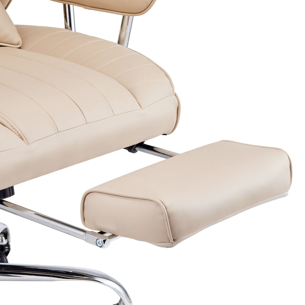 Brown PU Leather Executive Office Chair with Footrest, 400lb