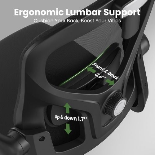 Ergonomic Office Chair High Back Computer Desk Chair with Headrest Armrests and Adjustable Lumbar Support Comfortable Swivel Task Chair for Home Office Study Room Black