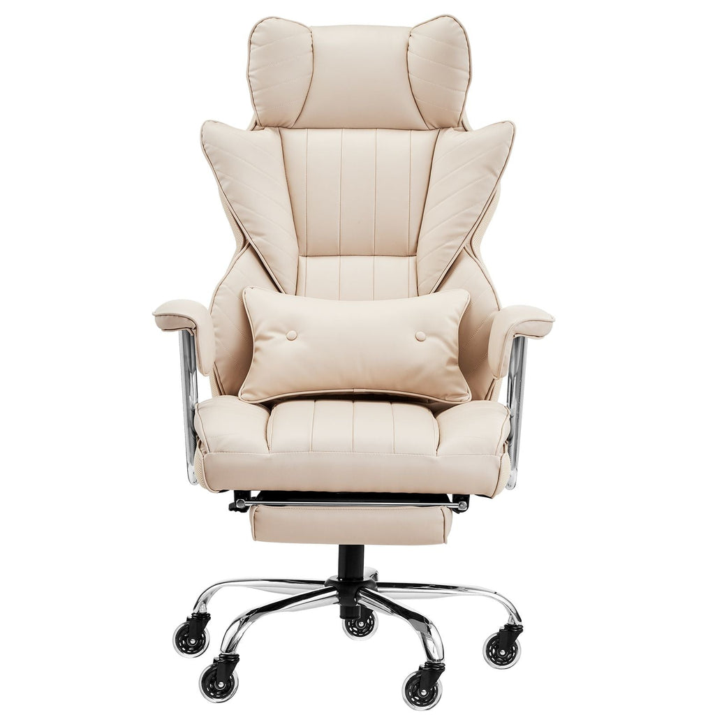 Brown PU Leather Executive Office Chair with Footrest, 400lb