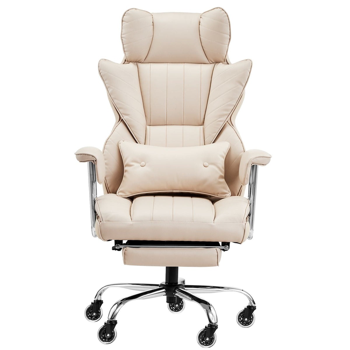 Brown PU Leather Executive Office Chair with Footrest, 400lb