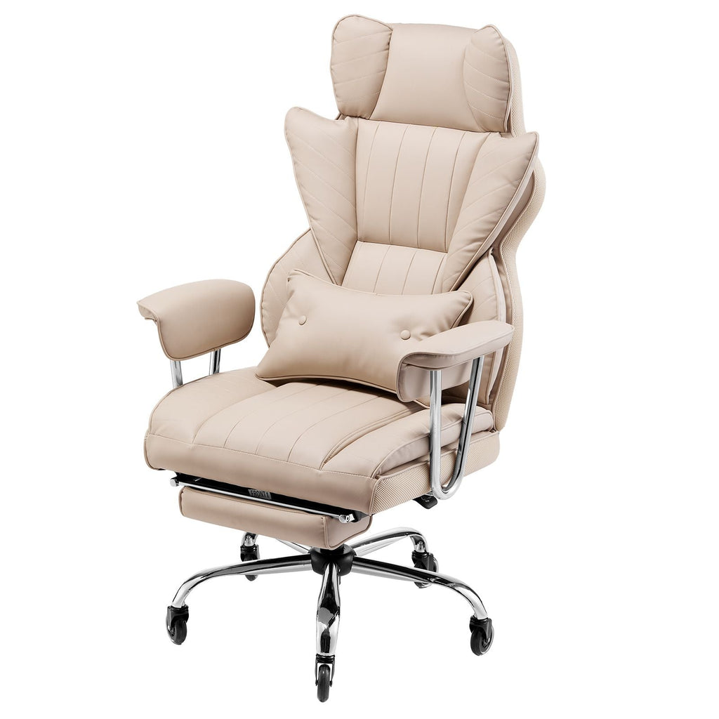 Brown PU Leather Executive Office Chair with Footrest, 400lb
