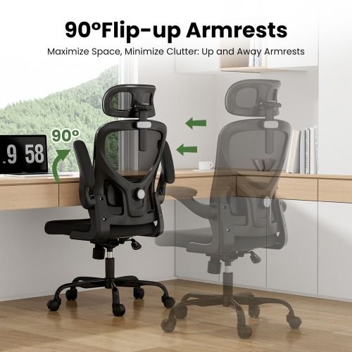 Ergonomic Office Chair High Back Computer Desk Chair with Headrest Armrests and Adjustable Lumbar Support Comfortable Swivel Task Chair for Home Office Study Room Black