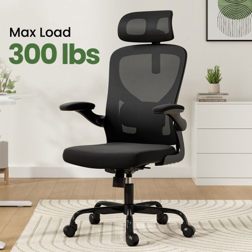 Ergonomic Office Chair High Back Computer Desk Chair with Headrest Armrests and Adjustable Lumbar Support Comfortable Swivel Task Chair for Home Office Study Room Black