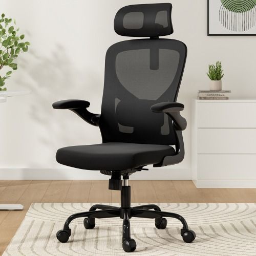 Ergonomic Office Chair High Back Computer Desk Chair with Headrest Armrests and Adjustable Lumbar Support Comfortable Swivel Task Chair for Home Office Study Room Black