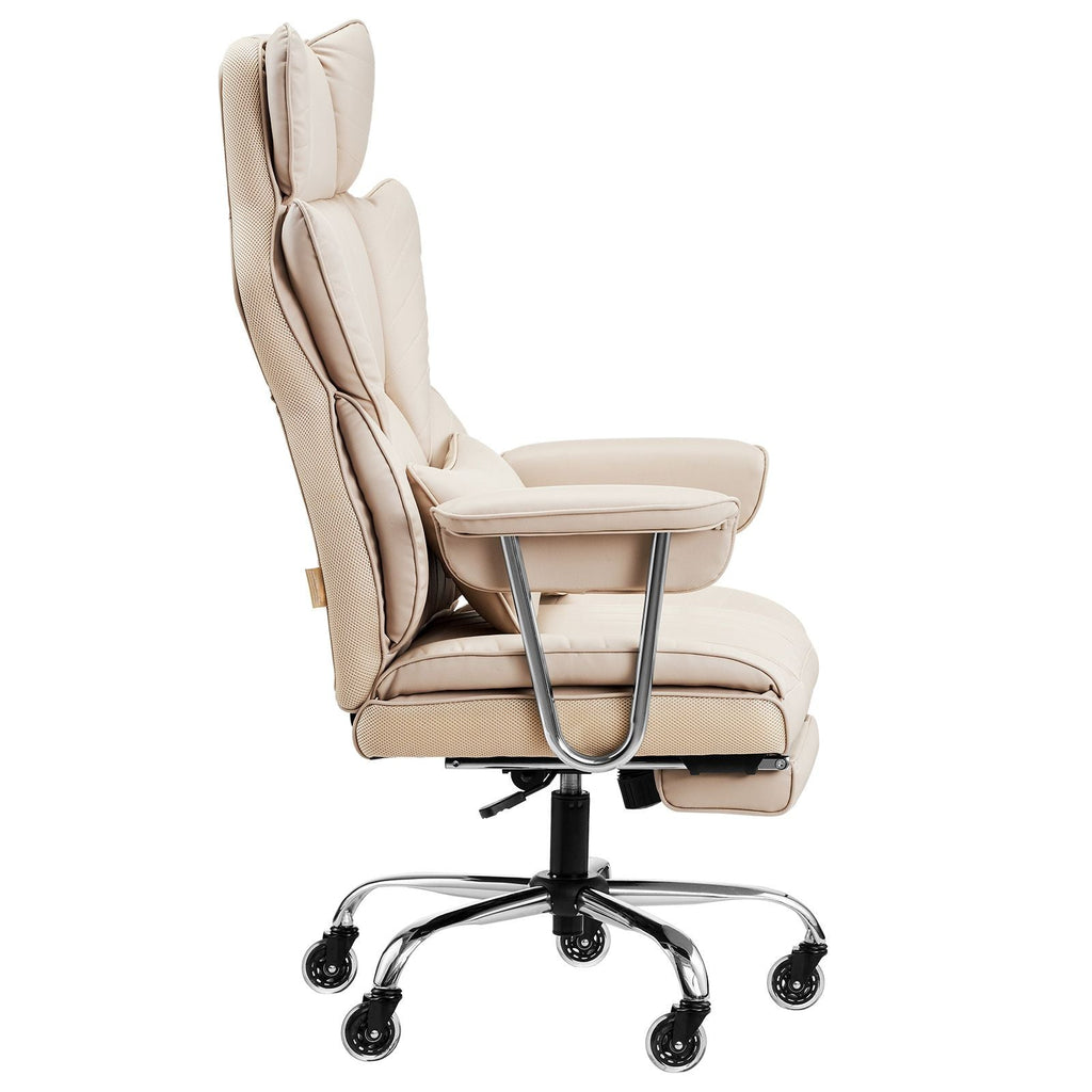 Brown PU Leather Executive Office Chair with Footrest, 400lb