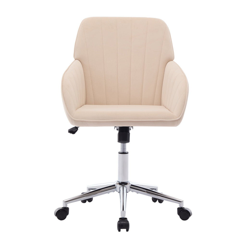Khaki Velvet Office Chair Ergonomic Adjustable Swivel Desk