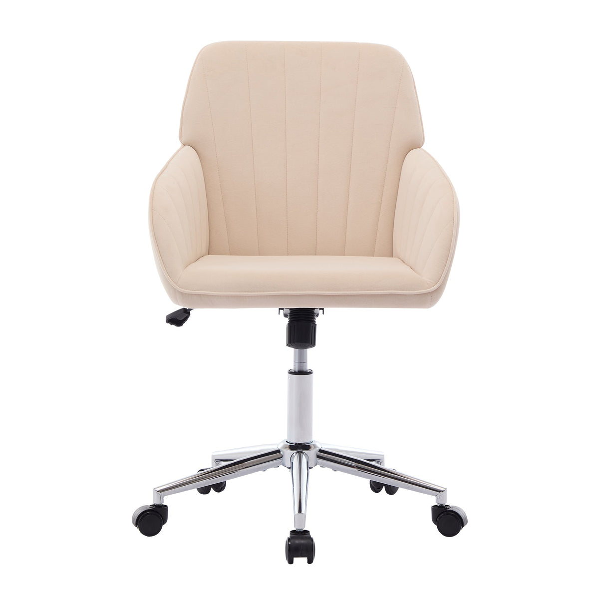 Khaki Velvet Office Chair Ergonomic Adjustable Swivel Desk