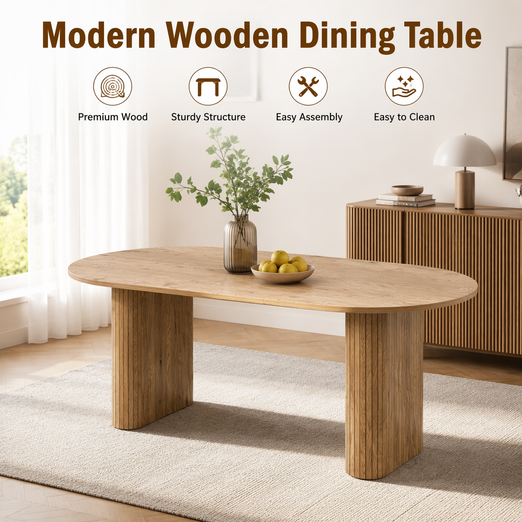 70.8" Oval Kitchen Table for 4-8 Persons