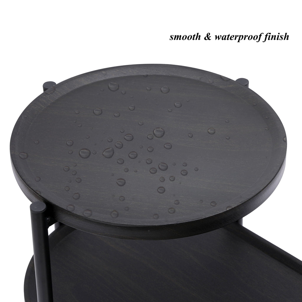 Round Coffee Table With Storage Tray 2 Tier