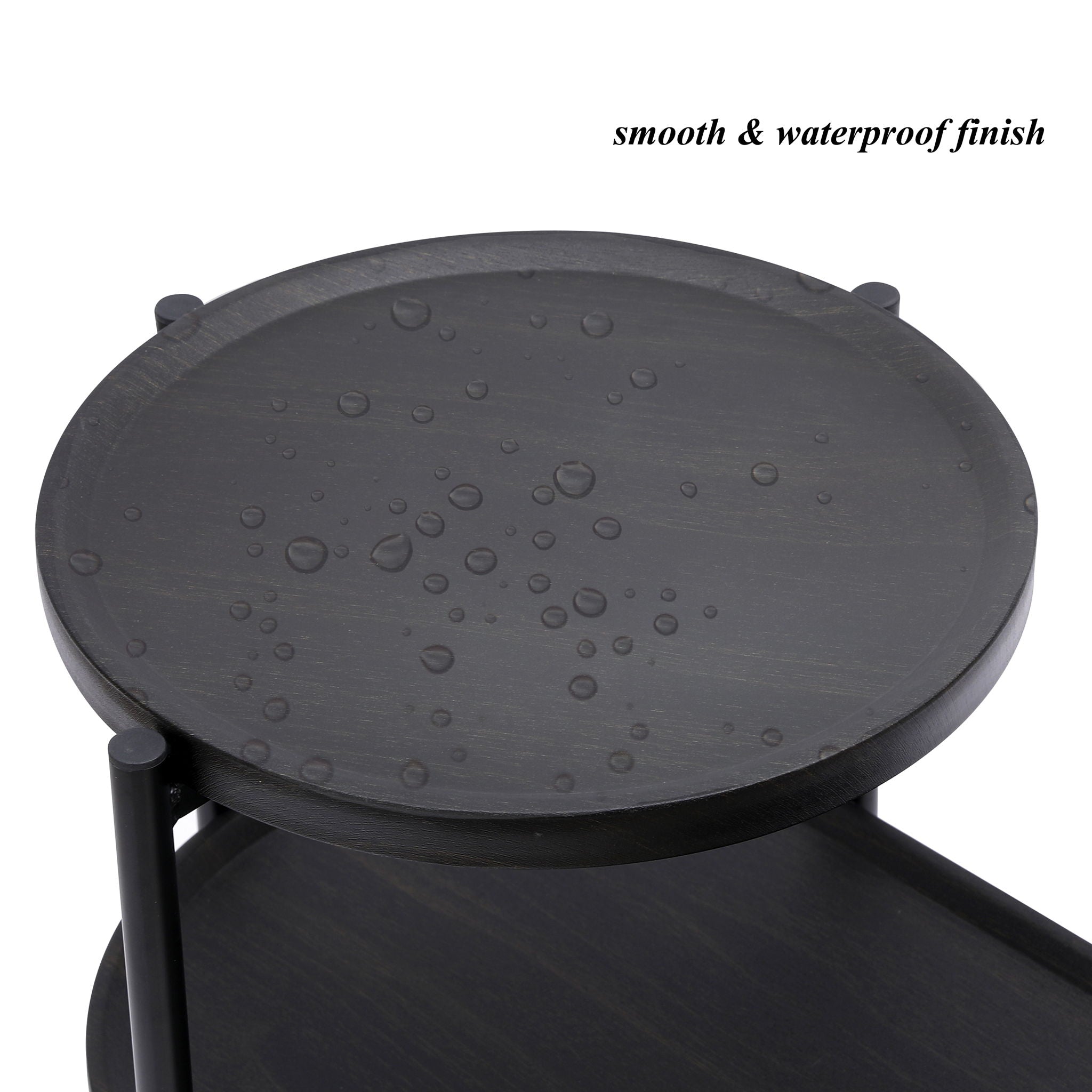 Round Coffee Table With Storage Tray 2 Tier