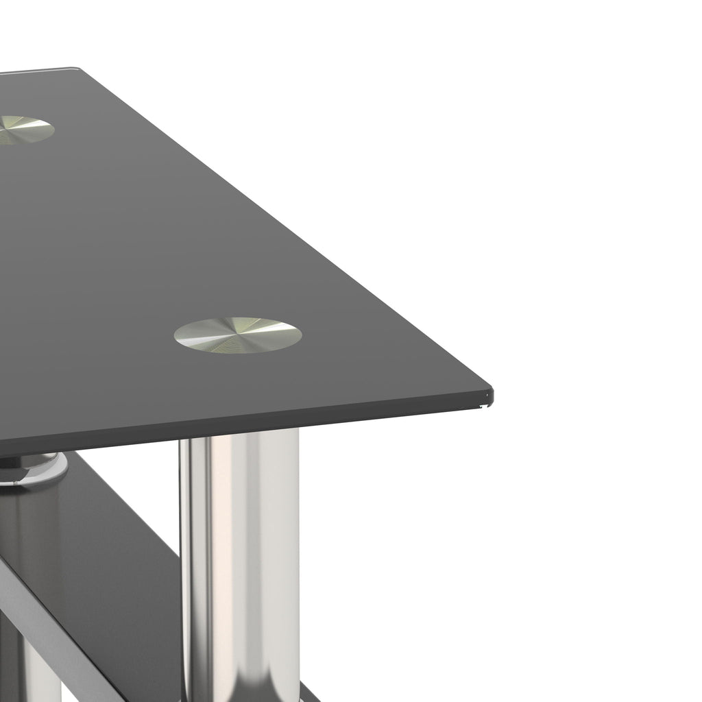 Modern Tempered Glass Tea Table,  (Set of 2) - Black