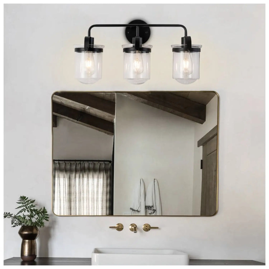 Indoor Wall Lights in Modern Black Finish with Glass Shade and E26 Base