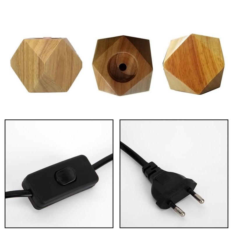 Modern table lamp E27 Wooden Desk Lamp Diamond Bedside Lamp