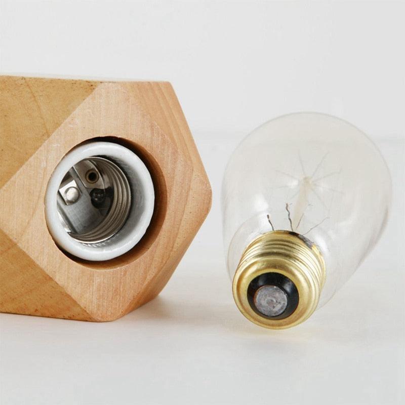 Modern table lamp E27 Wooden Desk Lamp Diamond Bedside Lamp