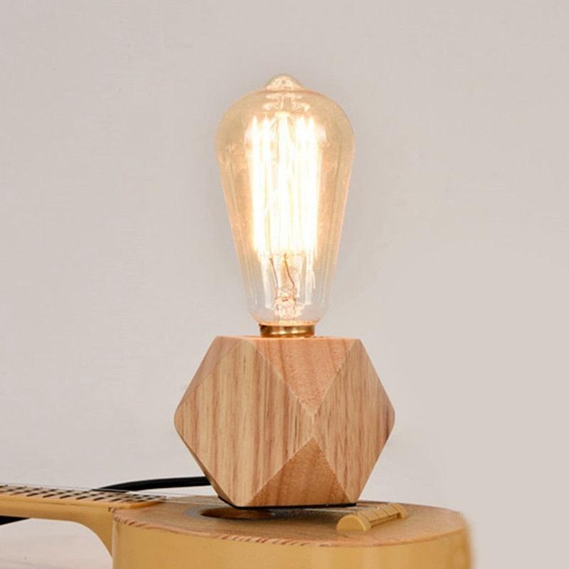 Modern table lamp E27 Wooden Desk Lamp Diamond Bedside Lamp