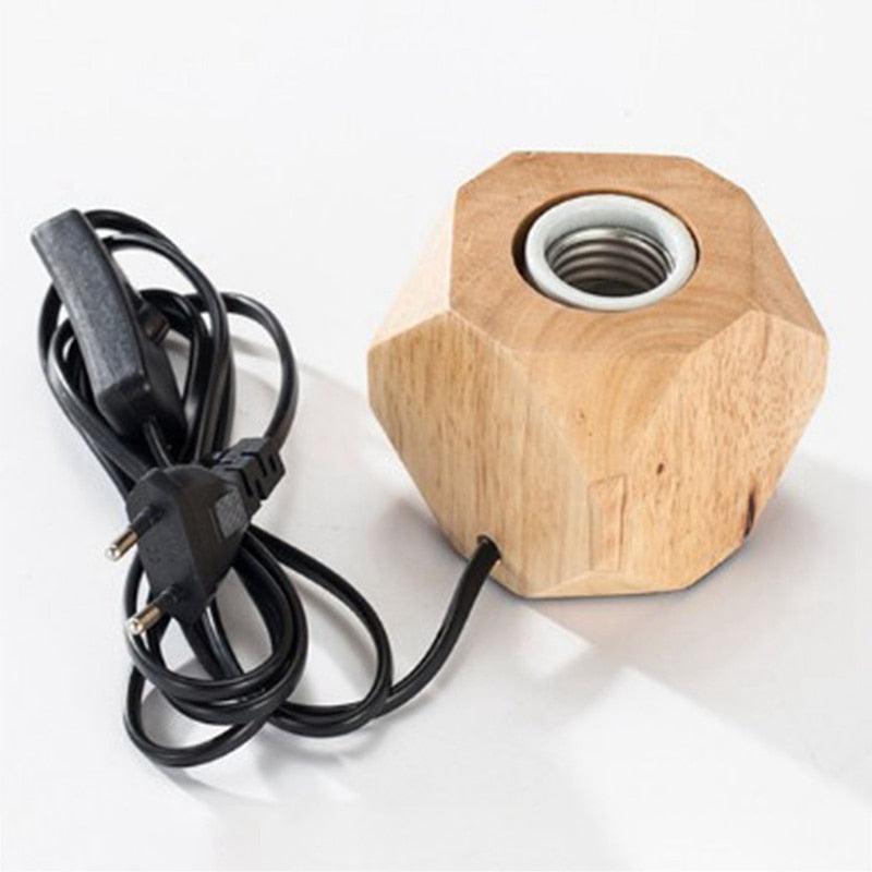 Modern table lamp E27 Wooden Desk Lamp Diamond Bedside Lamp