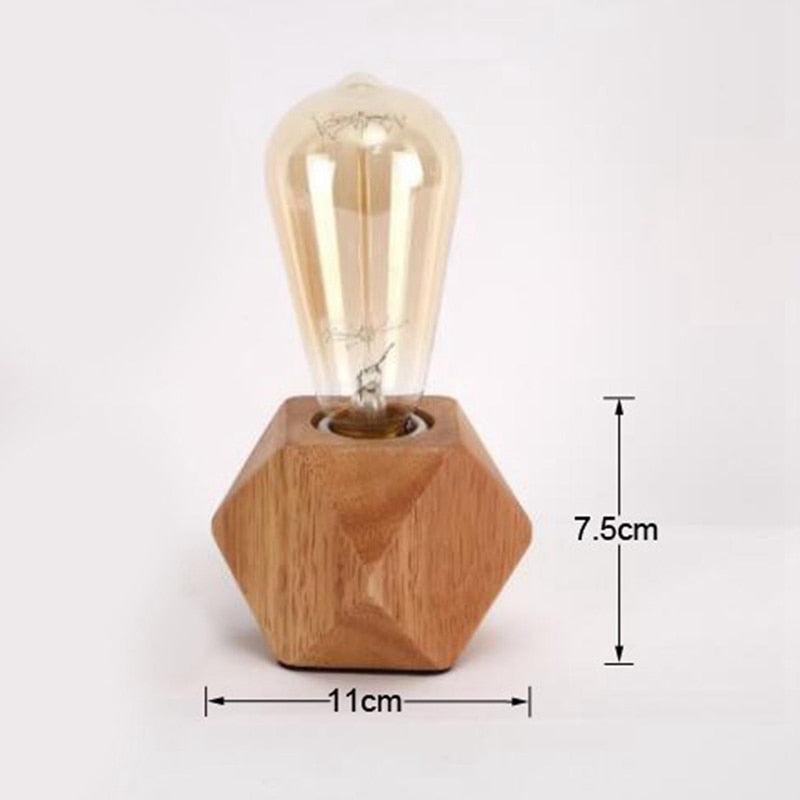 Modern table lamp E27 Wooden Desk Lamp Diamond Bedside Lamp