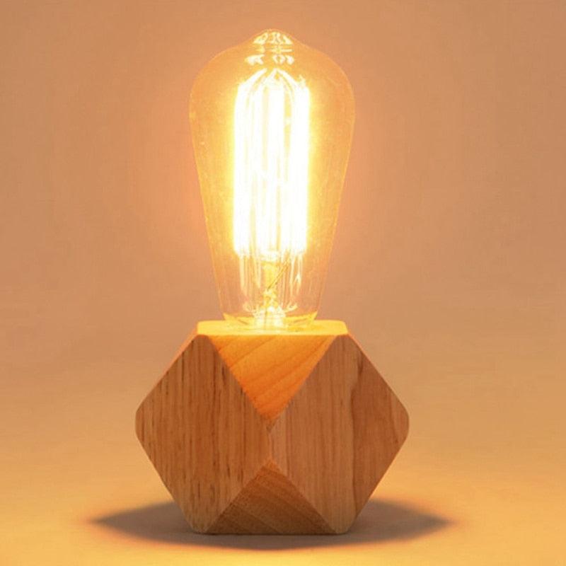 Modern table lamp E27 Wooden Desk Lamp Diamond Bedside Lamp
