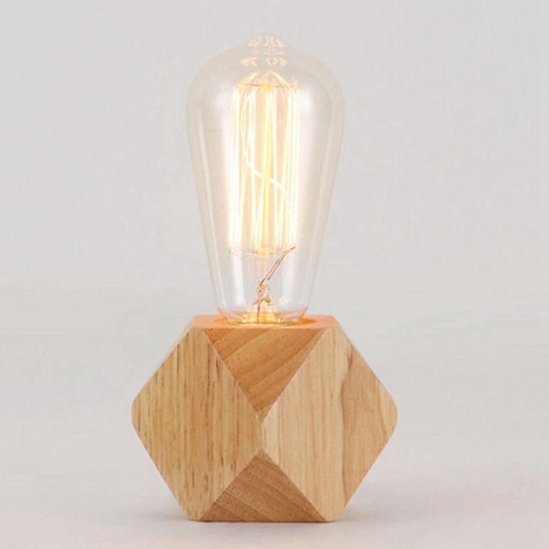 Modern table lamp E27 Wooden Desk Lamp Diamond Bedside Lamp