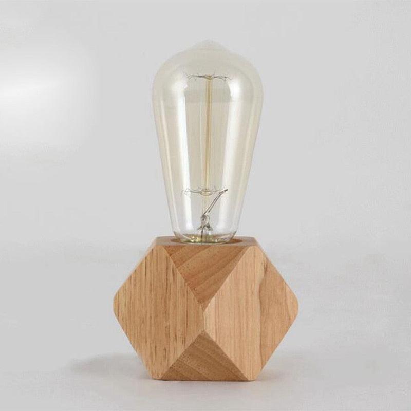 Modern table lamp E27 Wooden Desk Lamp Diamond Bedside Lamp