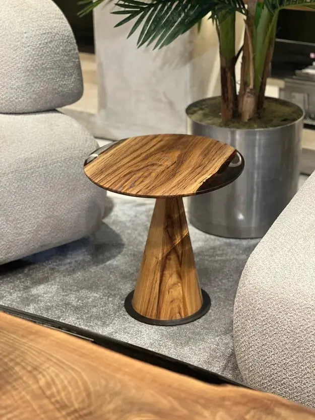 Mushroom Side & End table Made of Walnut and Epoxy Resin