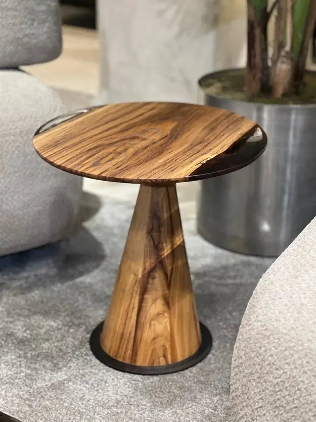 Mushroom Side & End table Made of Walnut and Epoxy Resin