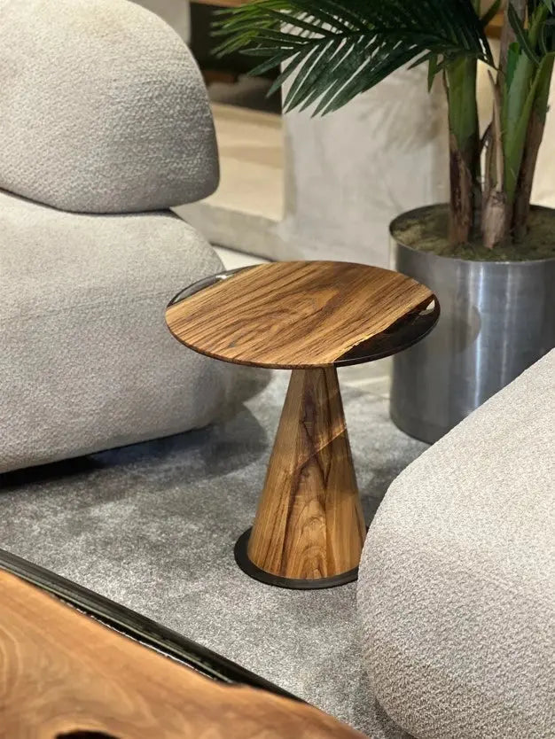 Mushroom Side & End table Made of Walnut and Epoxy Resin