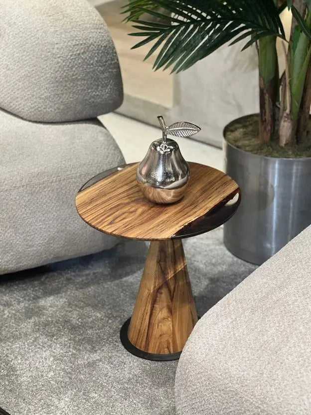 Mushroom Side & End table Made of Walnut and Epoxy Resin
