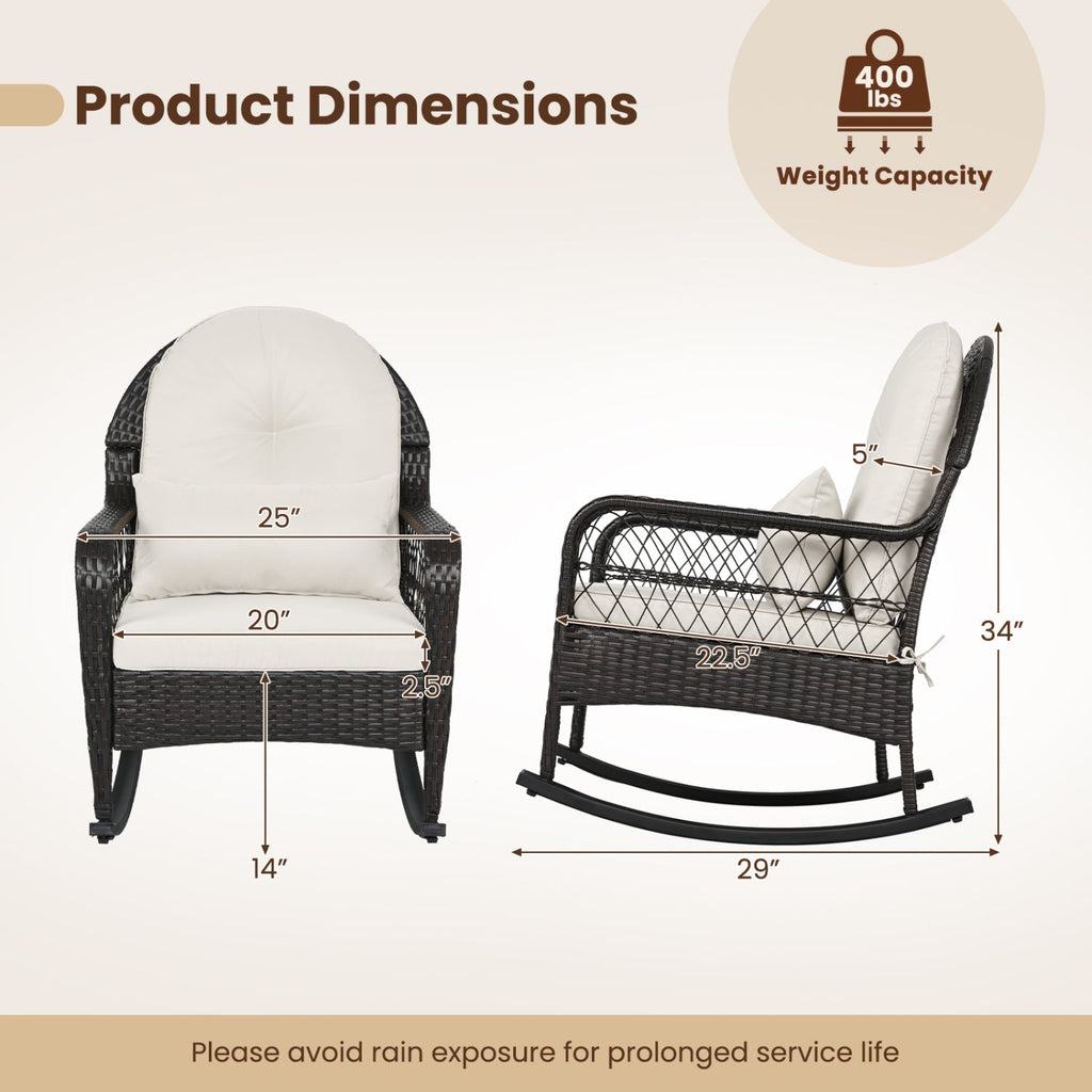 Outdoor Wicker Rocking Chair with Cushions