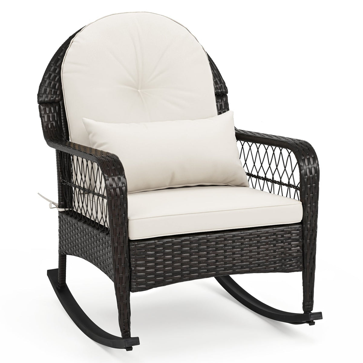 Outdoor Wicker Rocking Chair with Cushions